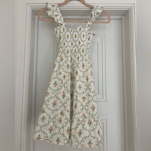 Hill House Home Tiny Ellie Nap Dress in Pastel Trellis. Size 9/10Y